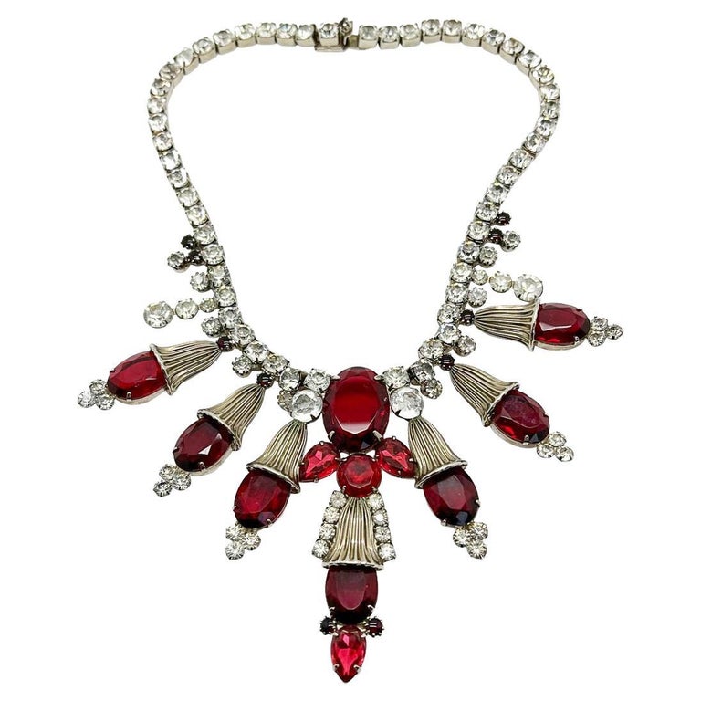 Vintage Ruby Glass Statement Collar 1960s For Sale at 1stDibs