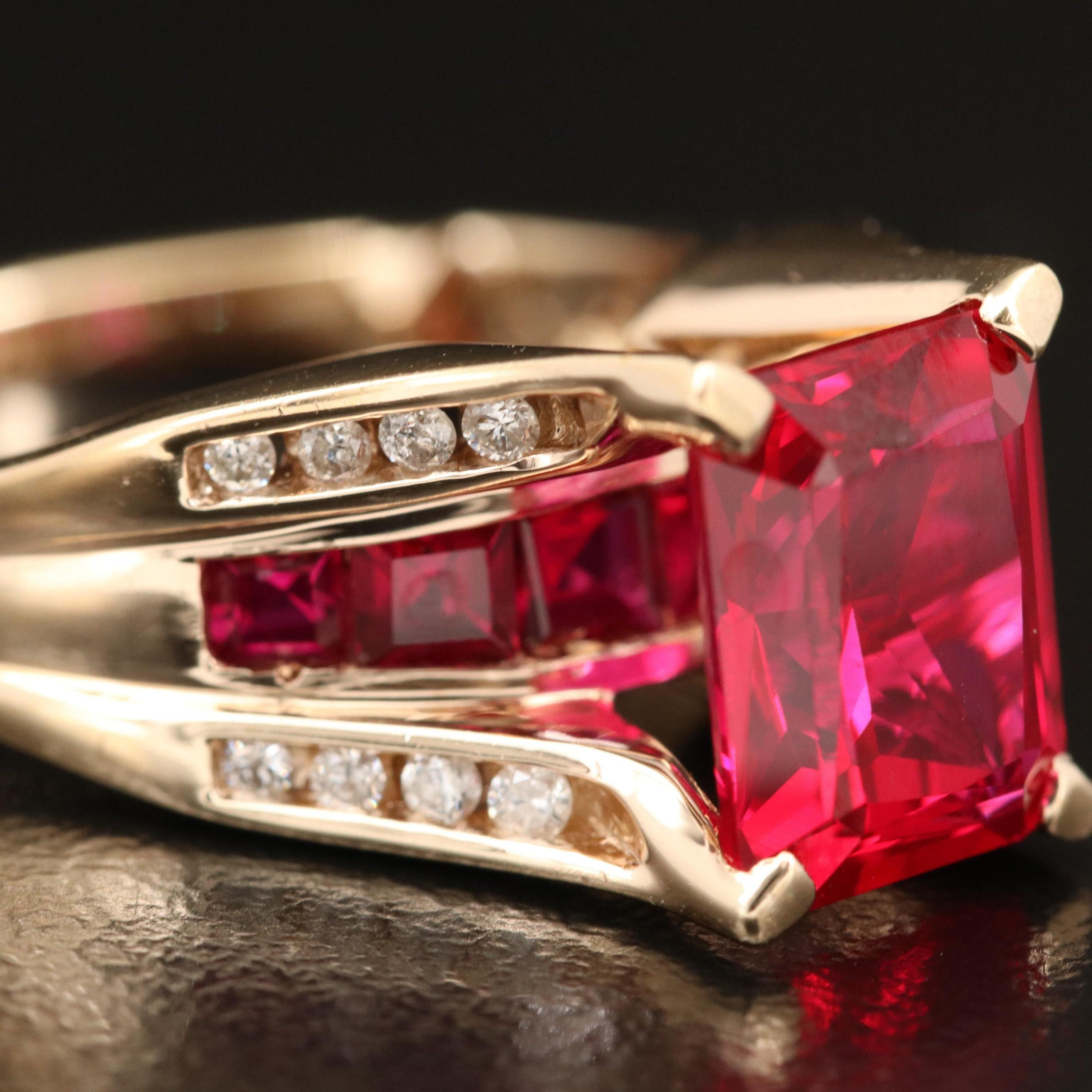 For Sale:  Vintage Ruby Men Engagement Ring Ruby Mens Diamond Wedding Ring Yellow Gold Ring 3