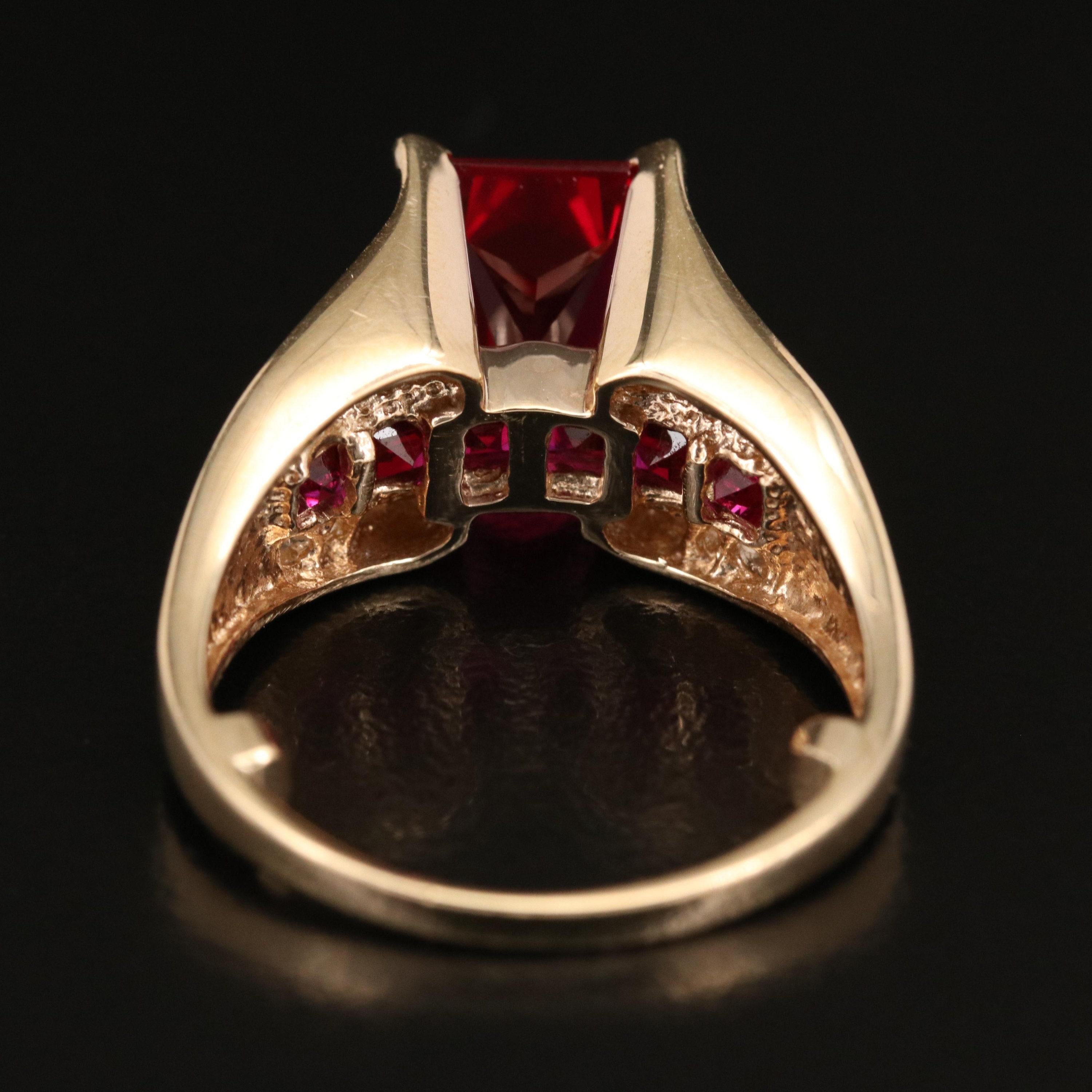 For Sale:  Vintage Ruby Men Engagement Ring Ruby Mens Diamond Wedding Ring Yellow Gold Ring 4