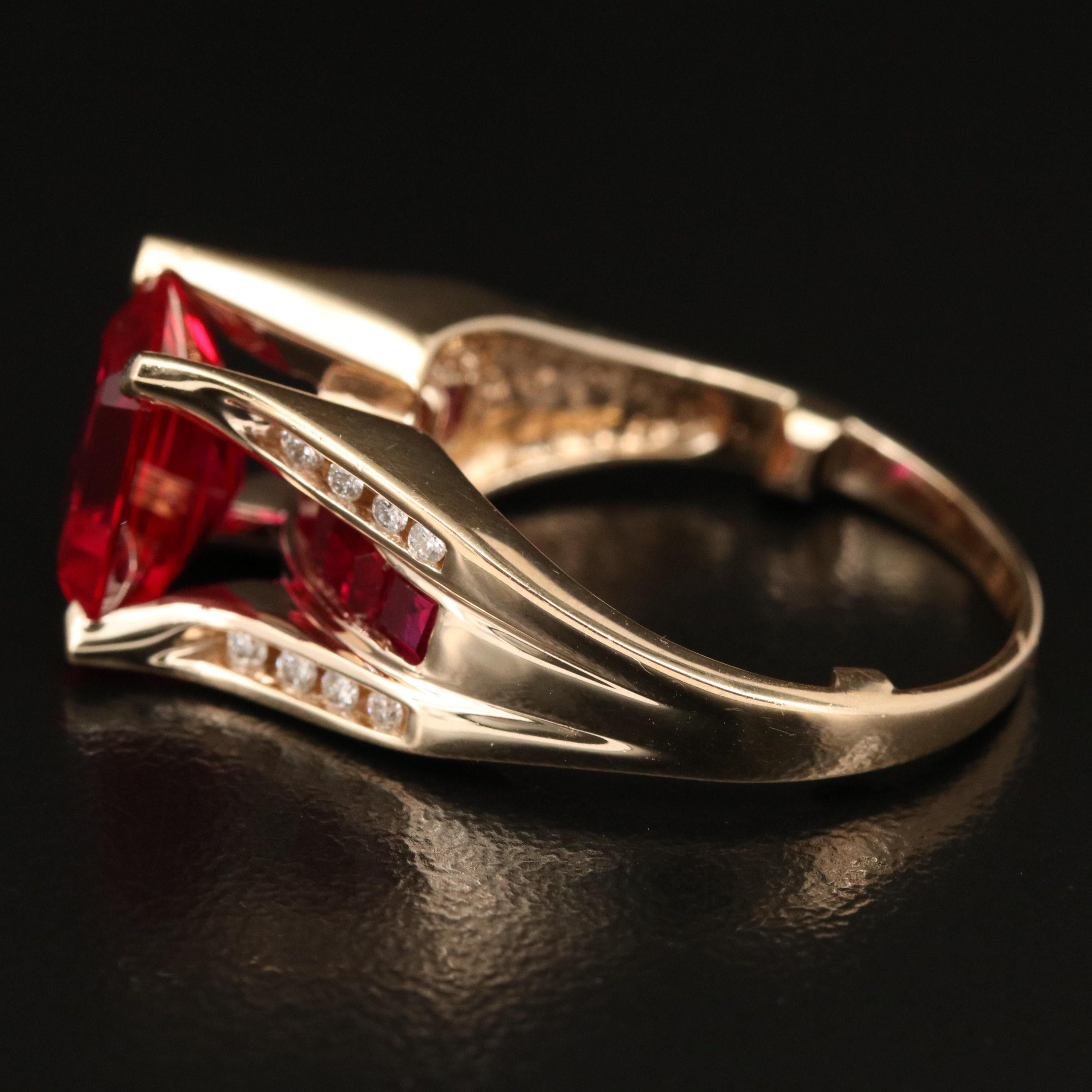 For Sale:  Vintage Ruby Men Engagement Ring Ruby Mens Diamond Wedding Ring Yellow Gold Ring 5
