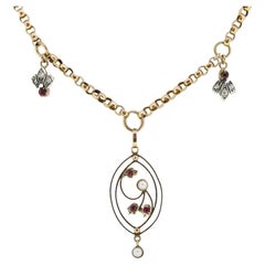 Vintage Rubin, Perle und Granat Halskette