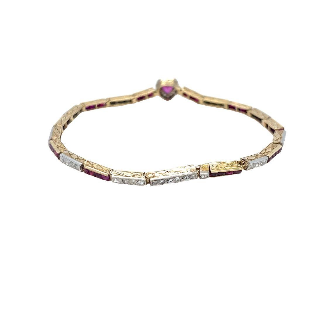 Pulsera vintage de rubí, zafiro rosa y diamantes en Bueno estado para la venta en Coral Gables, FL