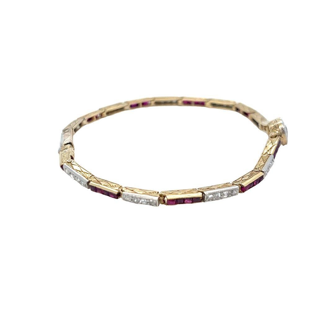 De las mujeres Pulsera vintage de rubí, zafiro rosa y diamantes en venta