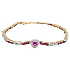 Vintage Ruby, Pink Sapphire, and Diamond Bracelet