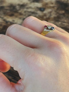 Vintage Ruby, Sapphire and Diamond 9 Carat Gold Band