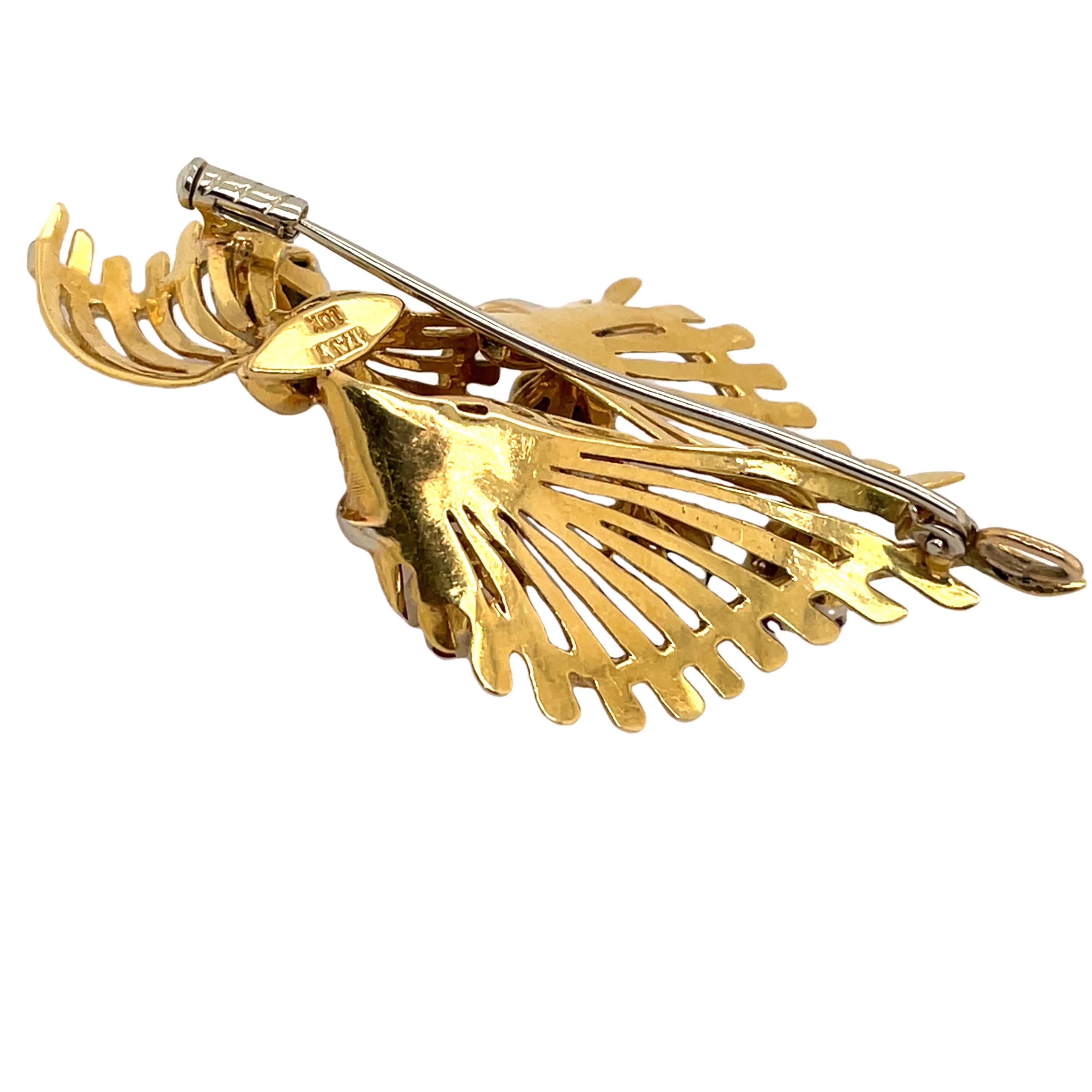 Vintage Rubin & Saphir Brosche Set in 18ct Gelb & Weißgold im Zustand „Hervorragend“ in London, GB
