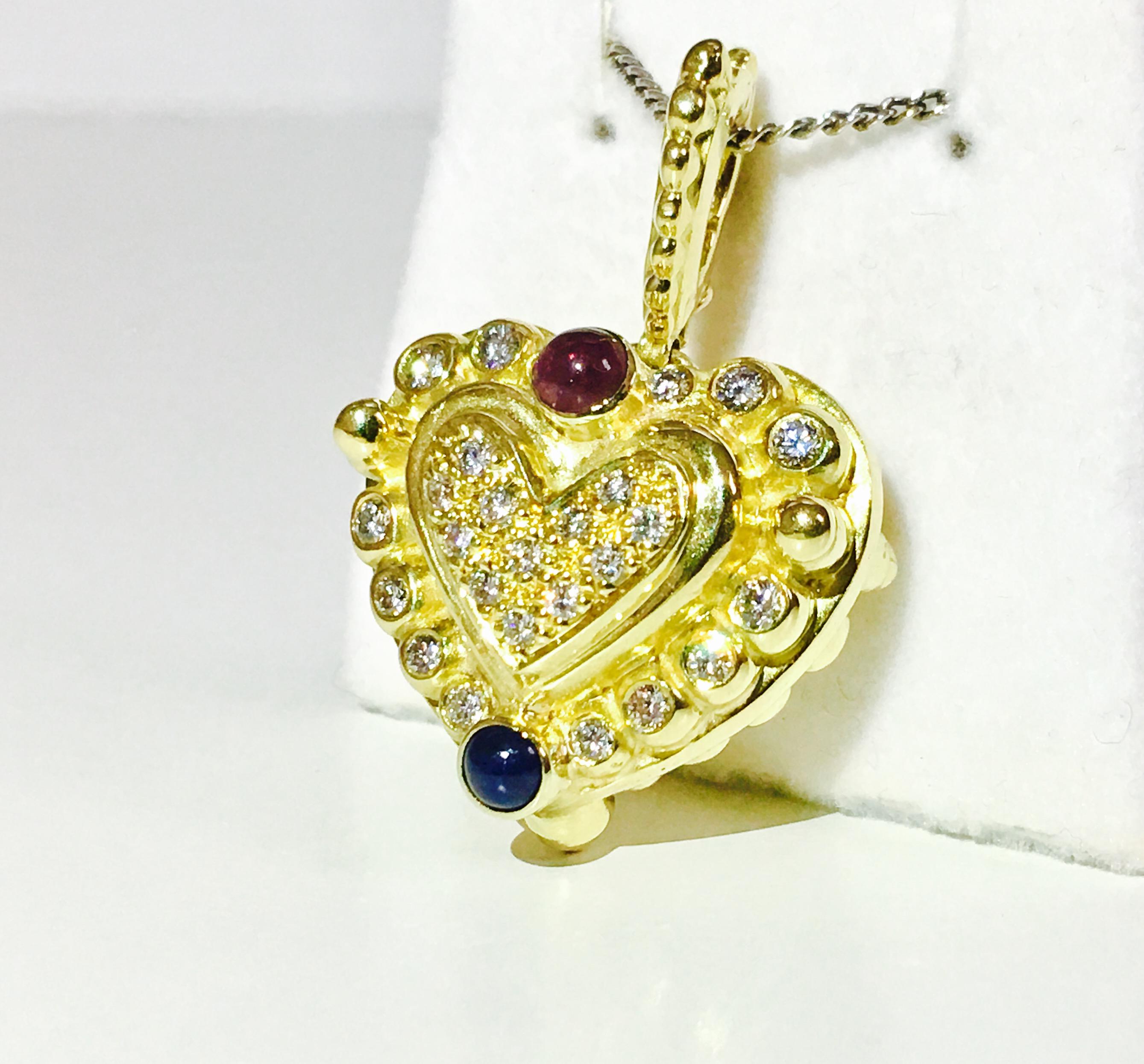 vintage ruby heart pendant