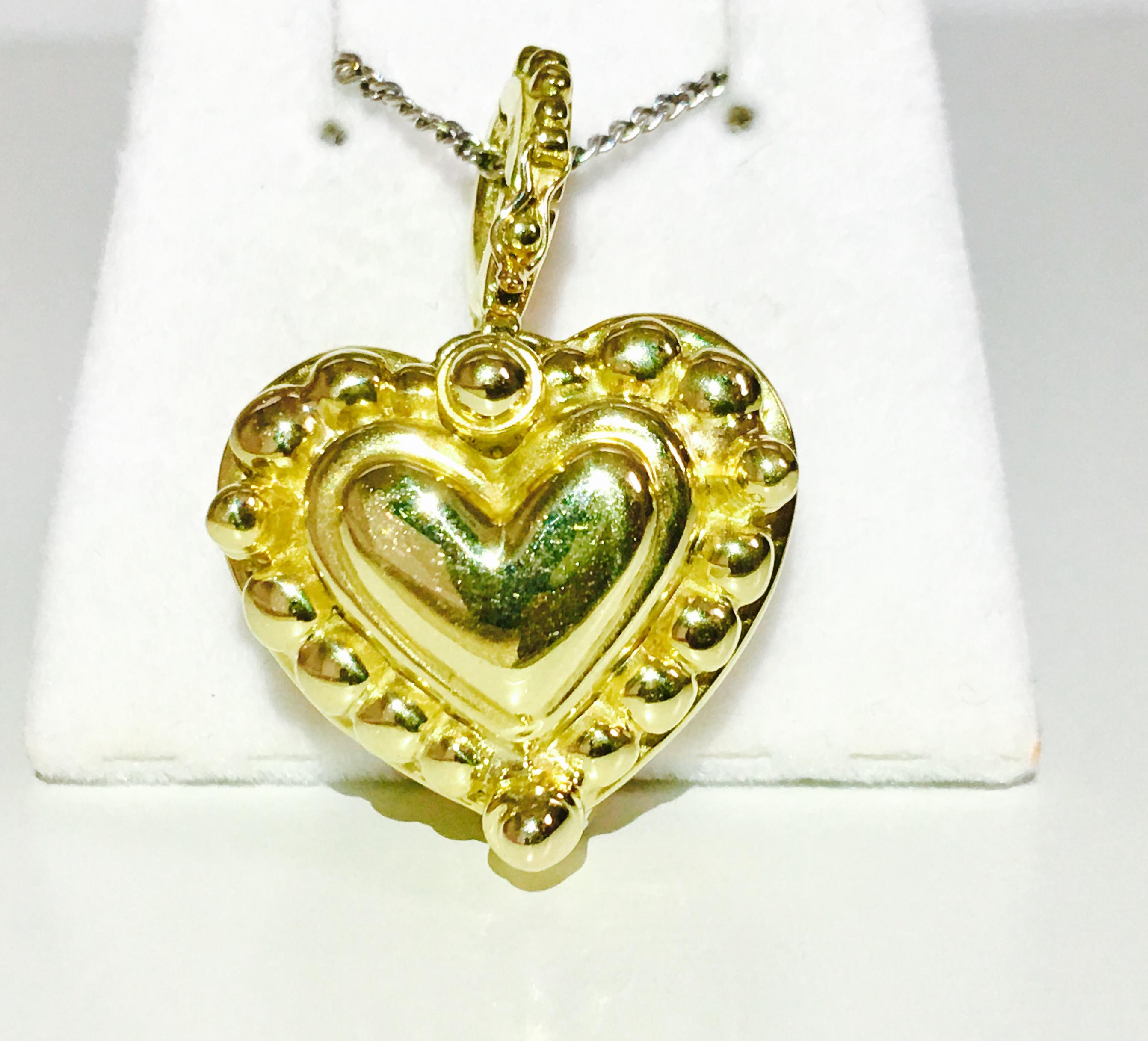 Art Nouveau Vintage Ruby Sapphire Diamond Heart Shaped Pendant, 18 Karat Gold For Sale