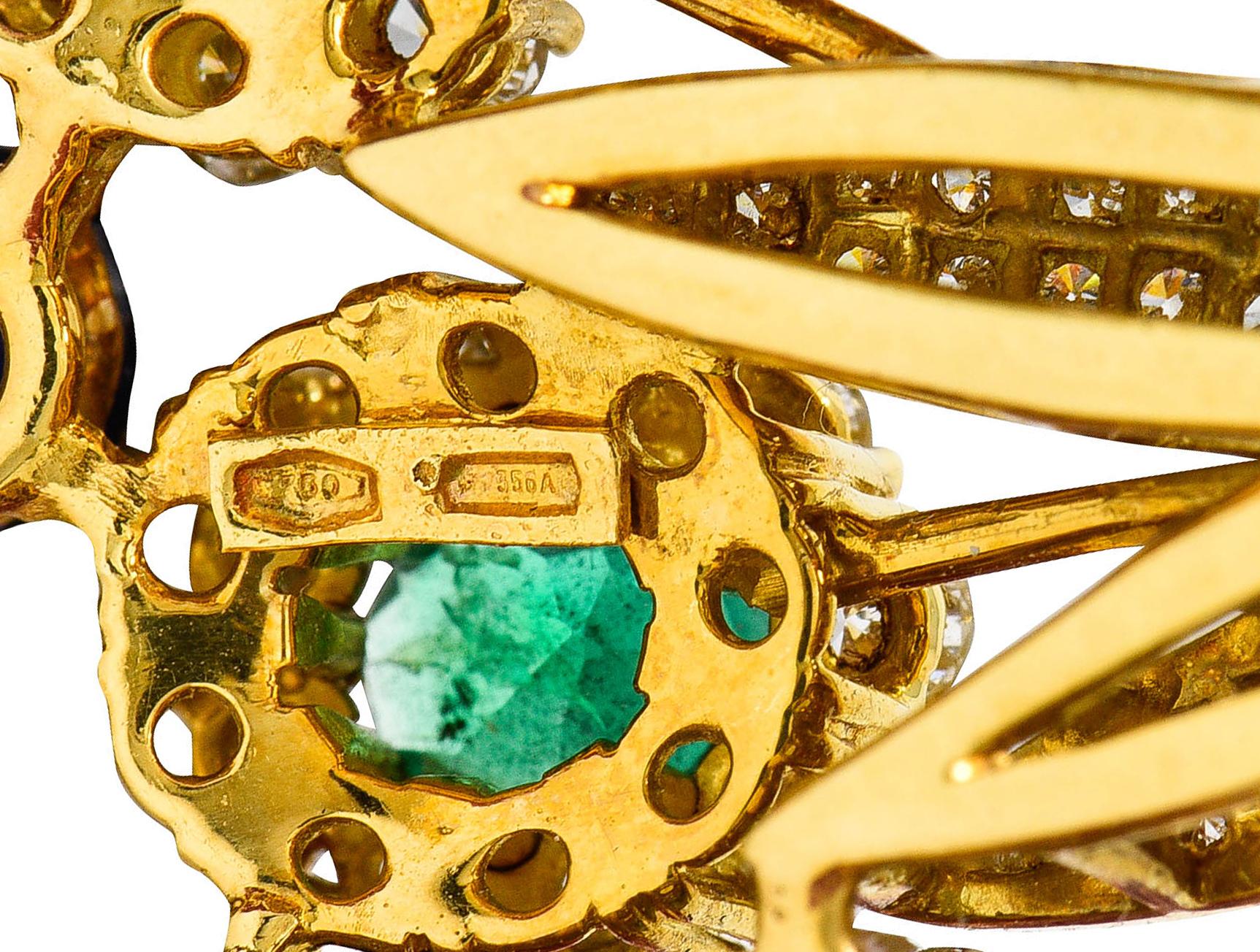 Contemporary Vintage Ruby Sapphire Emerald Diamond 18 Karat Gold Beaded Swag Necklace