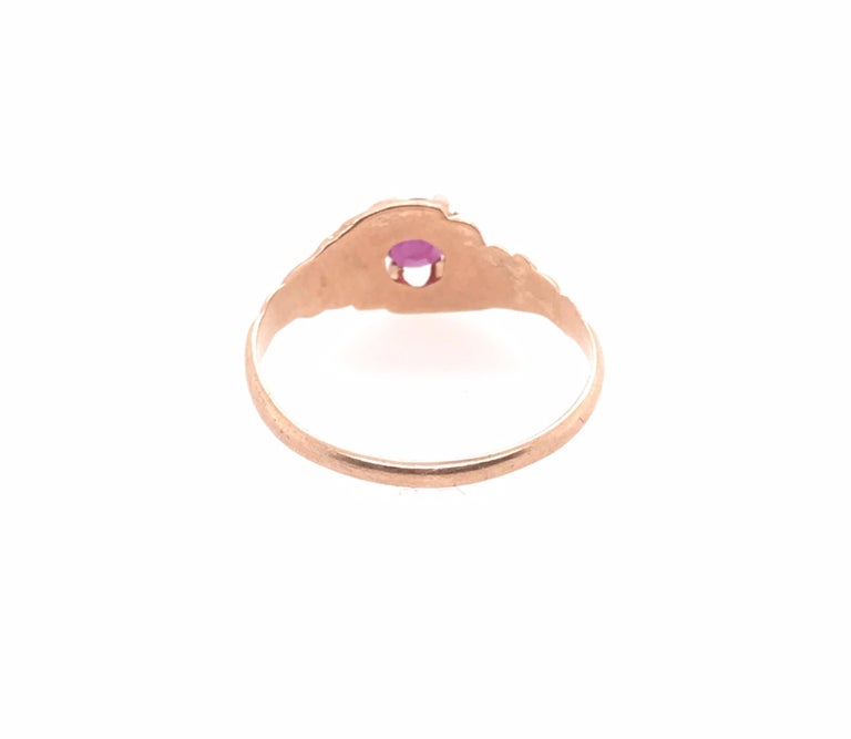 Women's Vintage Ruby Solitaire Cocktail Ring .55ct Antique Victorian Yellow Gold For Sale