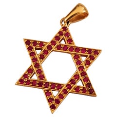 Vintage Ruby Star Of David Gold Pendant