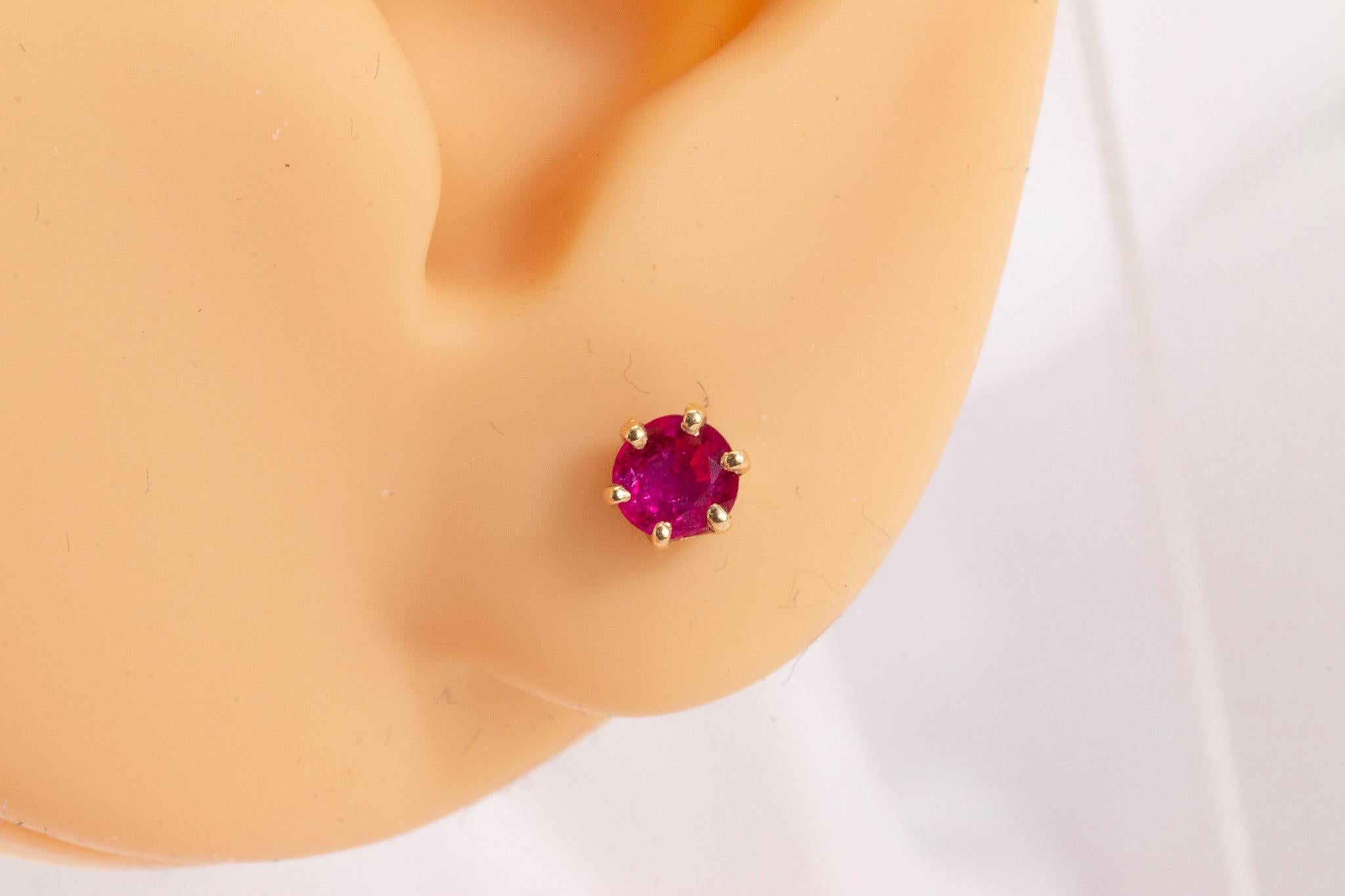 Vintage Ruby Studs with Floral Earring Jackets in 14K Yellow Gold For Sale 1