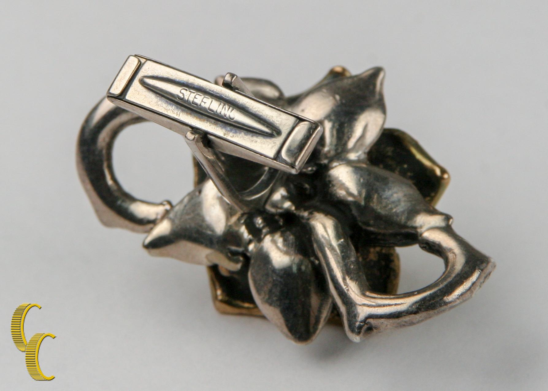 Gemelos vintage de rubí con rosa de plata de ley y oro amarillo Corte redondo en venta