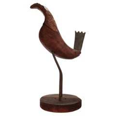 Vintage Rudolph Condon Figural Wood & Wrought Iron Folk Art Bird Sculpture