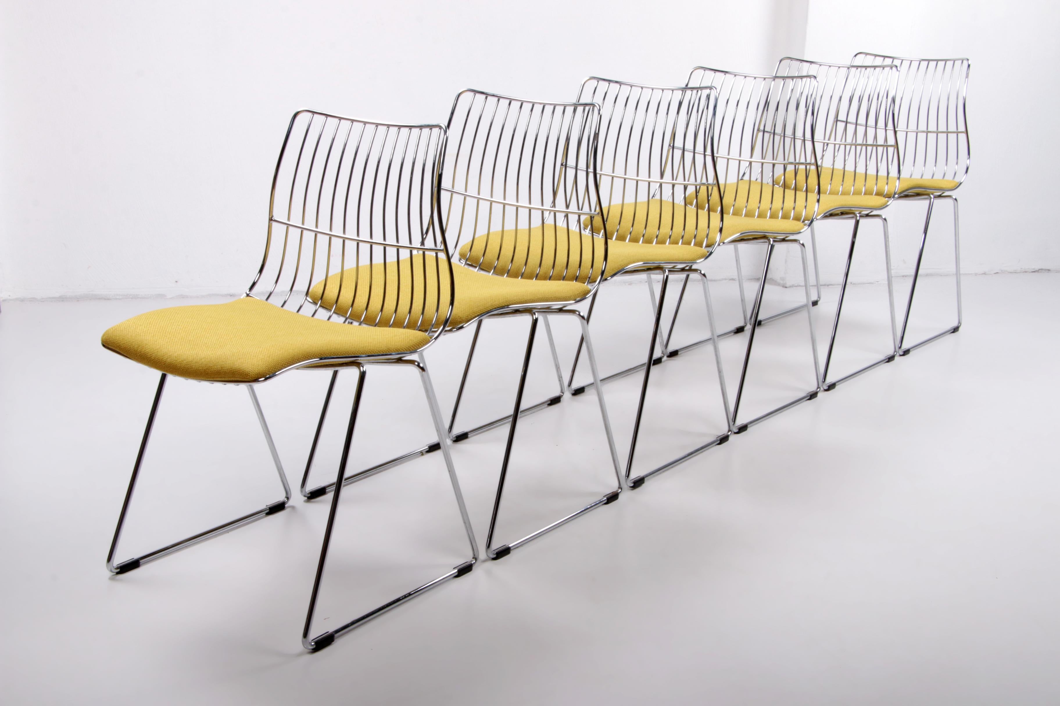 Tissu Chaises de salle à manger vintage Rudy Verelst pour Novalux set 6, Belgique