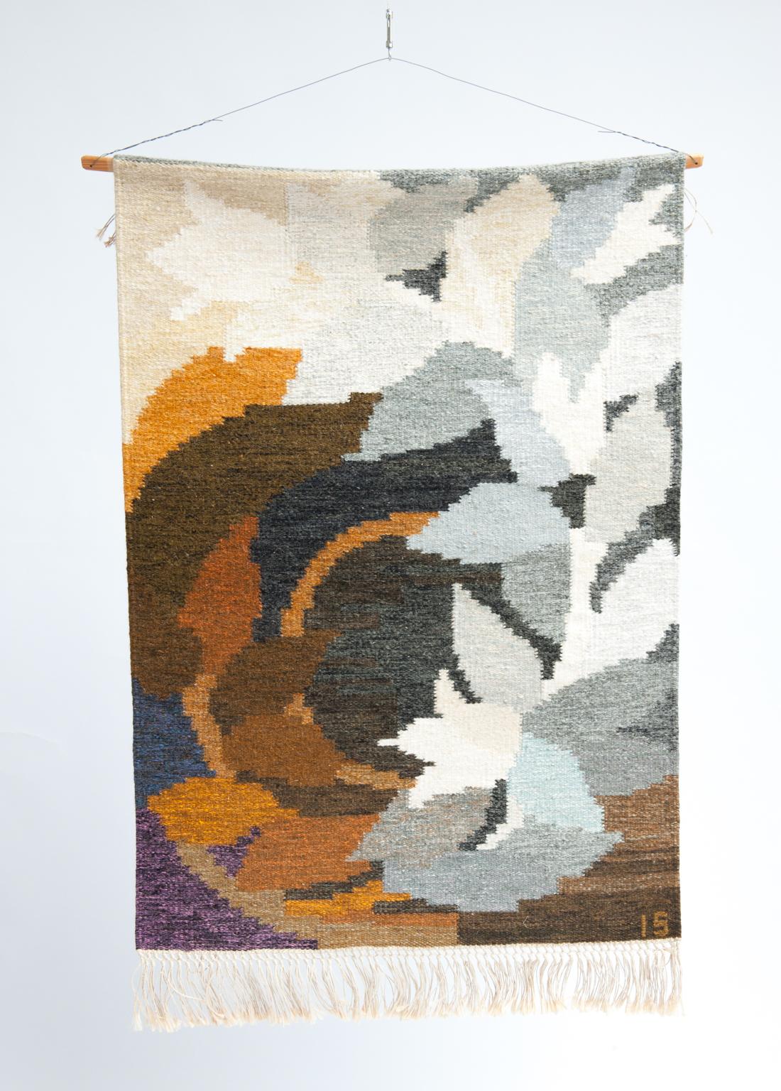 Swedish Vintage Rug by Ingegerd Silow, Sweden, hand-woven For Sale