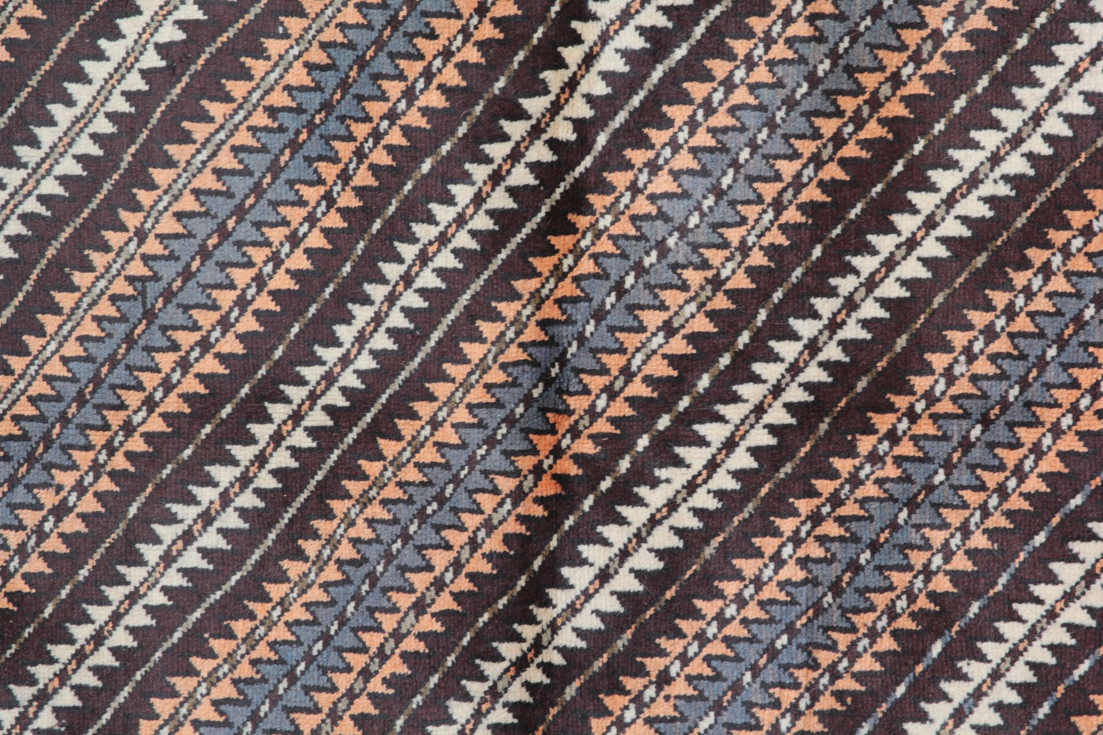 Vegetable Dyed Vintage Rug Caucasian Striped Rug Handmade Carpet from Shirvan Area Rug