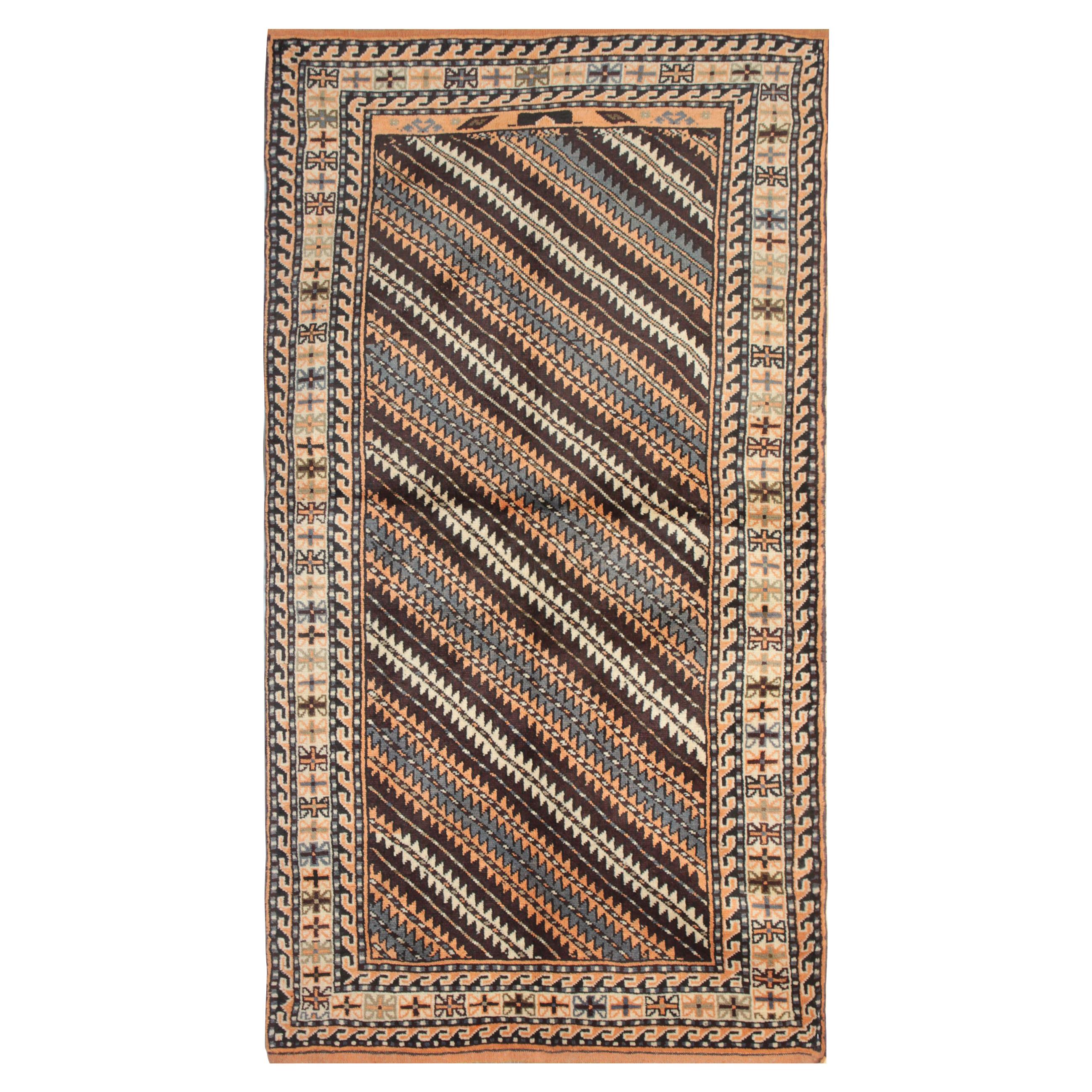 Vintage Rug Caucasian Striped Rug Handmade Carpet from Shirvan Area Rug