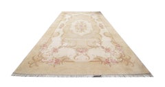 Vintage Rug Cream Carpet Oriental Rugs, Art Deco Style Chinese Rugs for Sale