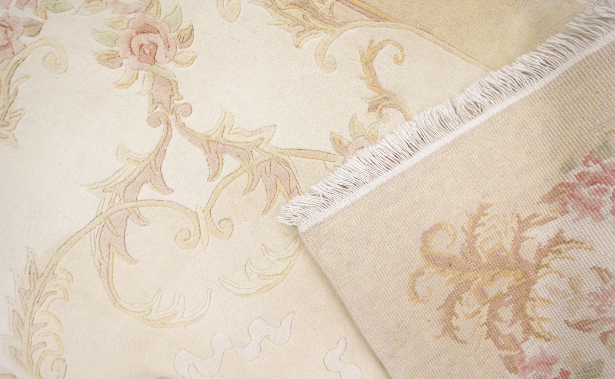Coton Tapis oriental vintage crème tapis, tapis chinois de style Art Déco à vendre en vente