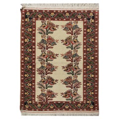 Rustikaler Ghoochan-Teppich aus feinen Lammfell in Creme, handgefertigt, Vintage