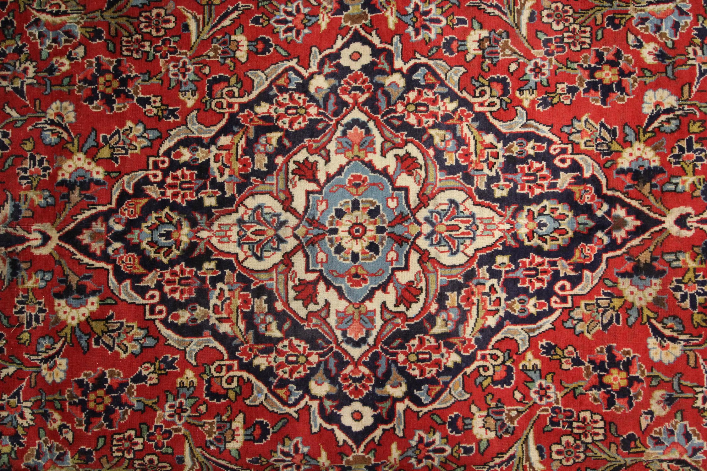 Vintage Rug Handmade Carpet  Large Red Oriental Wool Living Room Rug For Sale 2