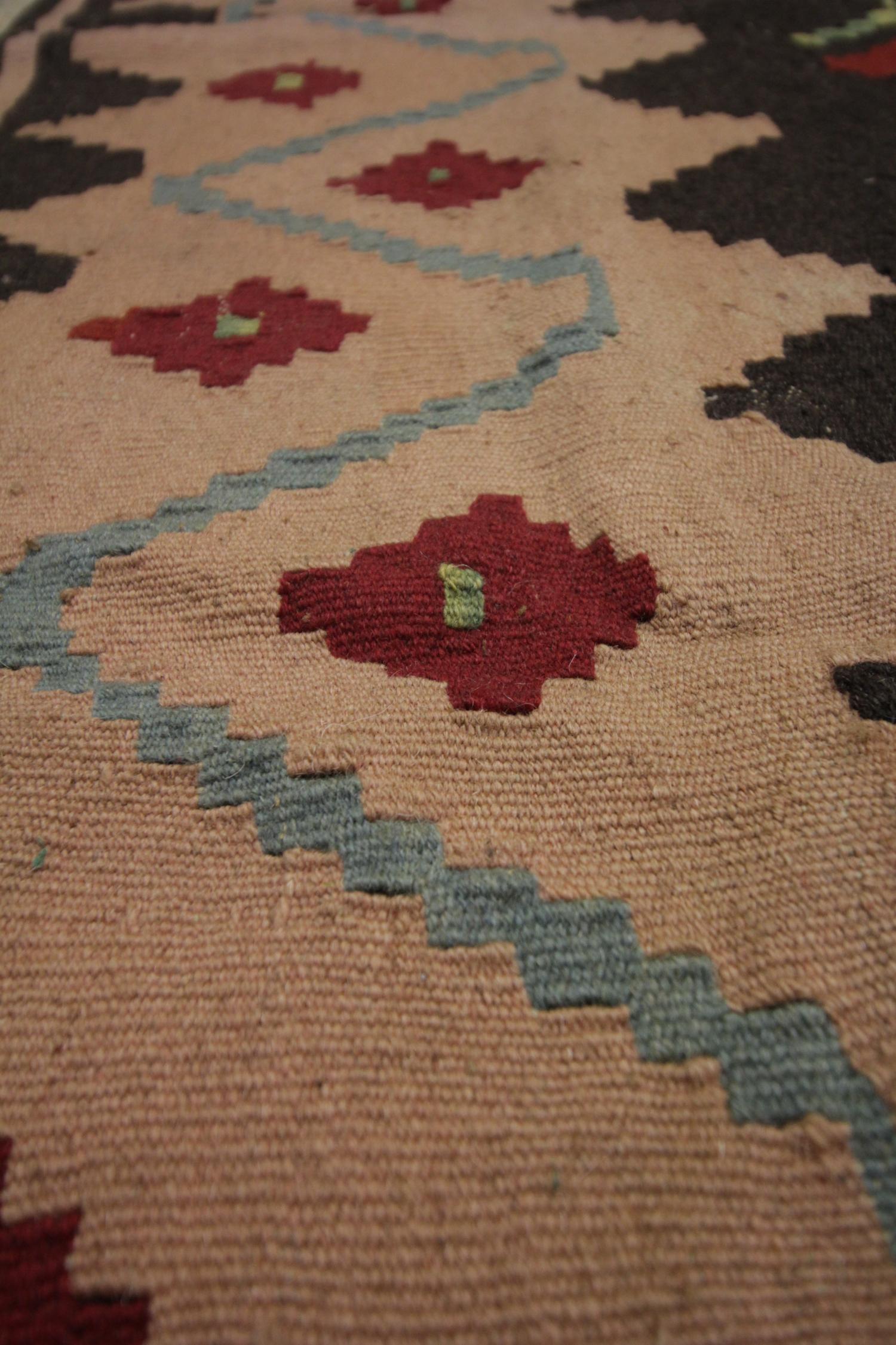 Vintage Rug Handmade Carpet Oriental Moldovan Kilim Rug 3