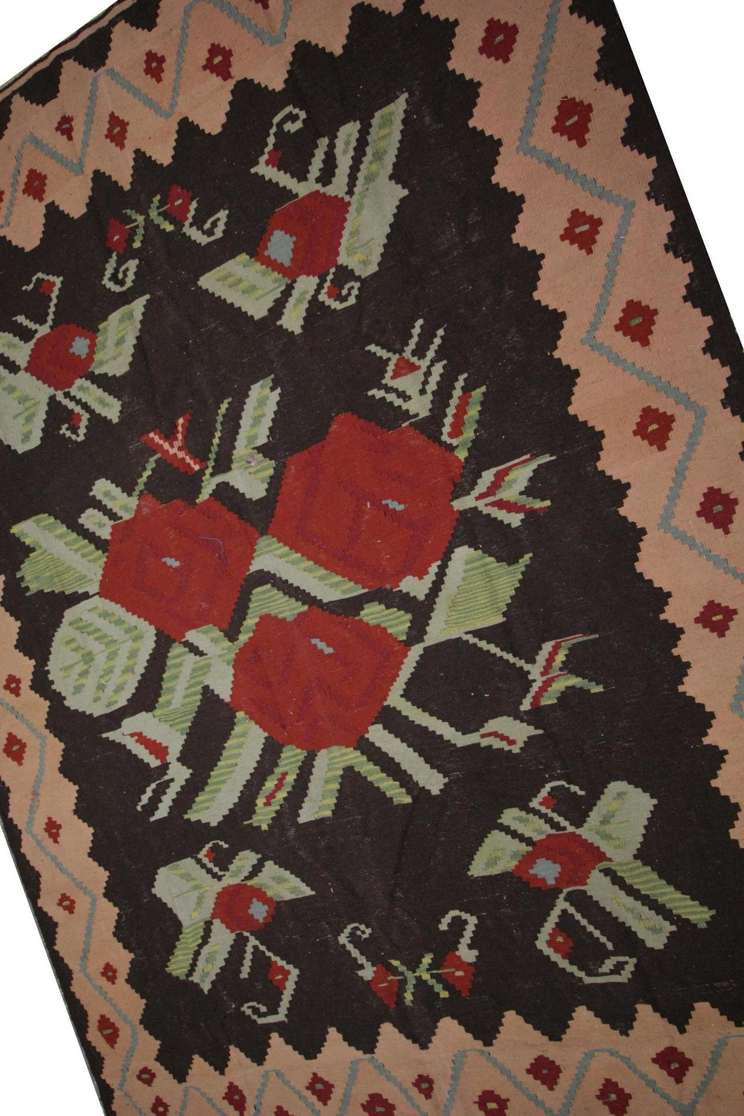Rustic Vintage Rug Handmade Carpet Oriental Moldovan Kilim Rug