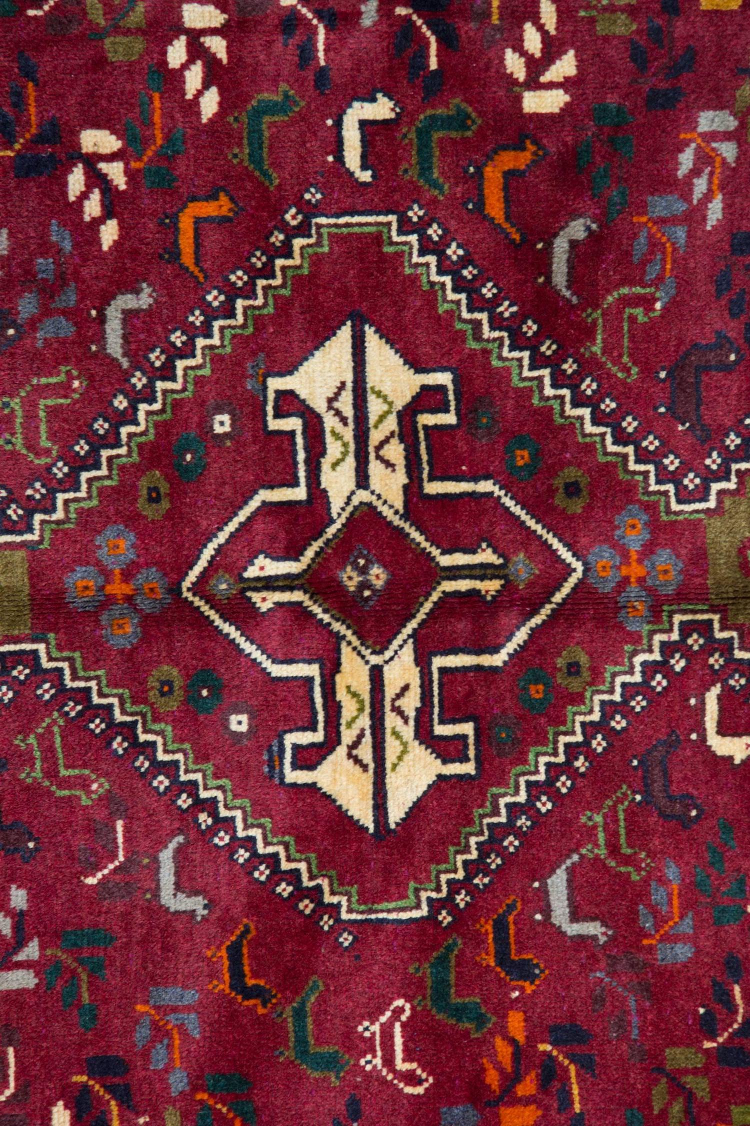 Tribal Tapis vintage, tapis tribal oriental en laine fait à la main, motif géométrique en vente