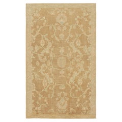 Vintage Rug in Beige-Brown, Pink and Green Floral Patterns, from Rug & Kilim