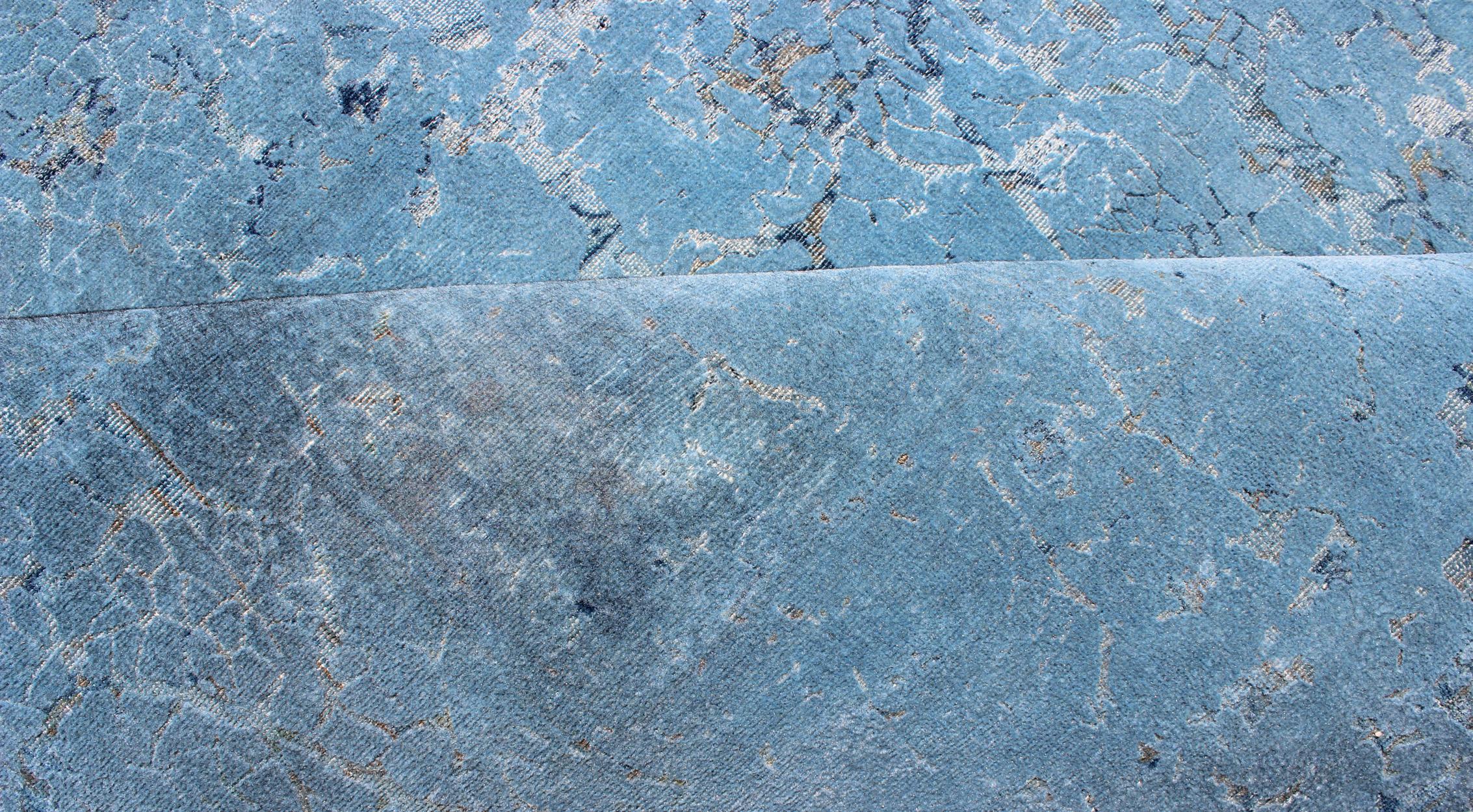 Tappeto vintage dal design moderno in am design blu in vendita 4