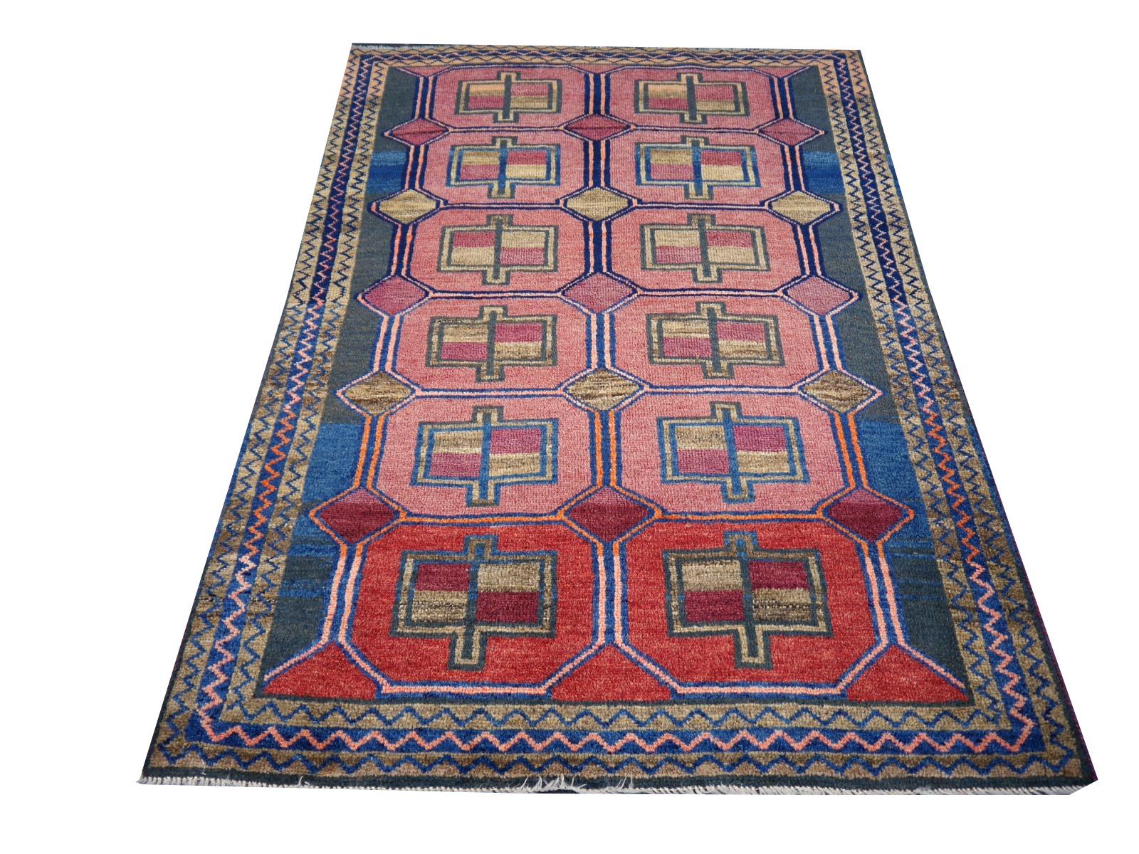 Vintage Rug Kurdish Turkish Hand-Knotted Tribal Carpet Blue, Violet, Red, Green For Sale 6