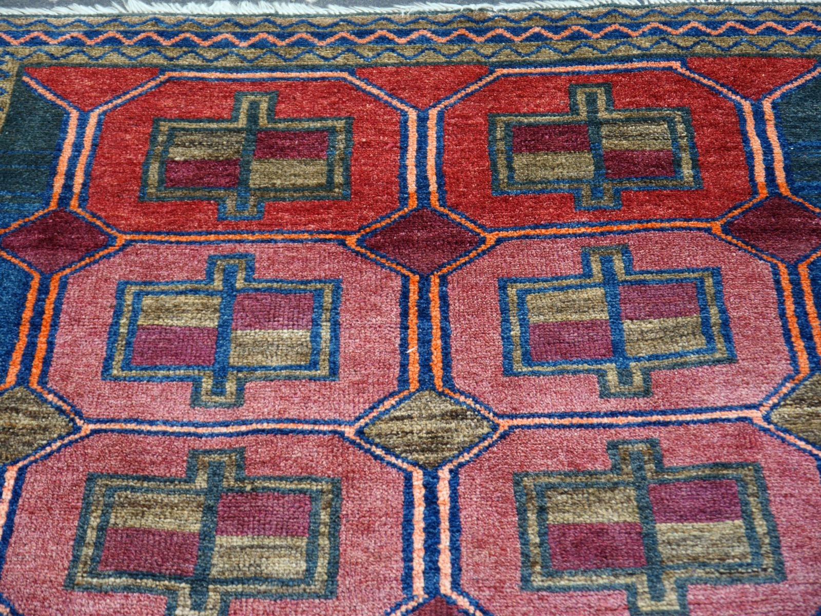 Vintage Rug Kurdish Turkish Hand-Knotted Tribal Carpet Blue, Violet, Red, Green For Sale 3
