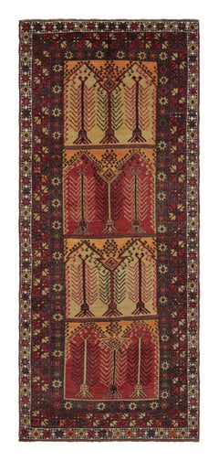 Vintage Rug Midcentury Red Black Gold All-Over Geometric Pattern by Rug & Kilim