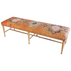 Vintage Rug Oak Bench