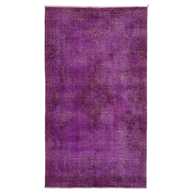 Purple Ripped Rug Vintage Rug Over-Dyed in Purple Color, Great for Contemporary Interiors ...