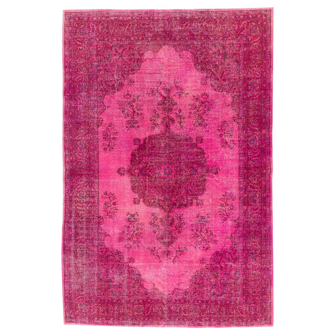 Vintage Oriental Rug Redyed in Hot Fuchsia Pink at 1stDibs
