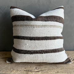 Vintage Rug Pillow Cover with Stripes