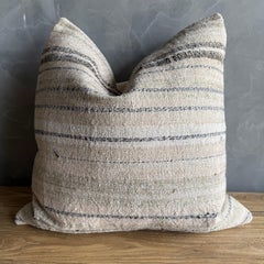 Vintage Rug Pillow Cover with Stripes