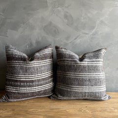 Vintage Rug Pillow Cover with Stripes