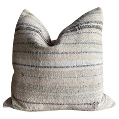 Vintage Rug Pillow Cover with Stripes