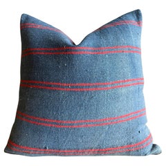 Vintage Rug Pillow Cover with Stripes