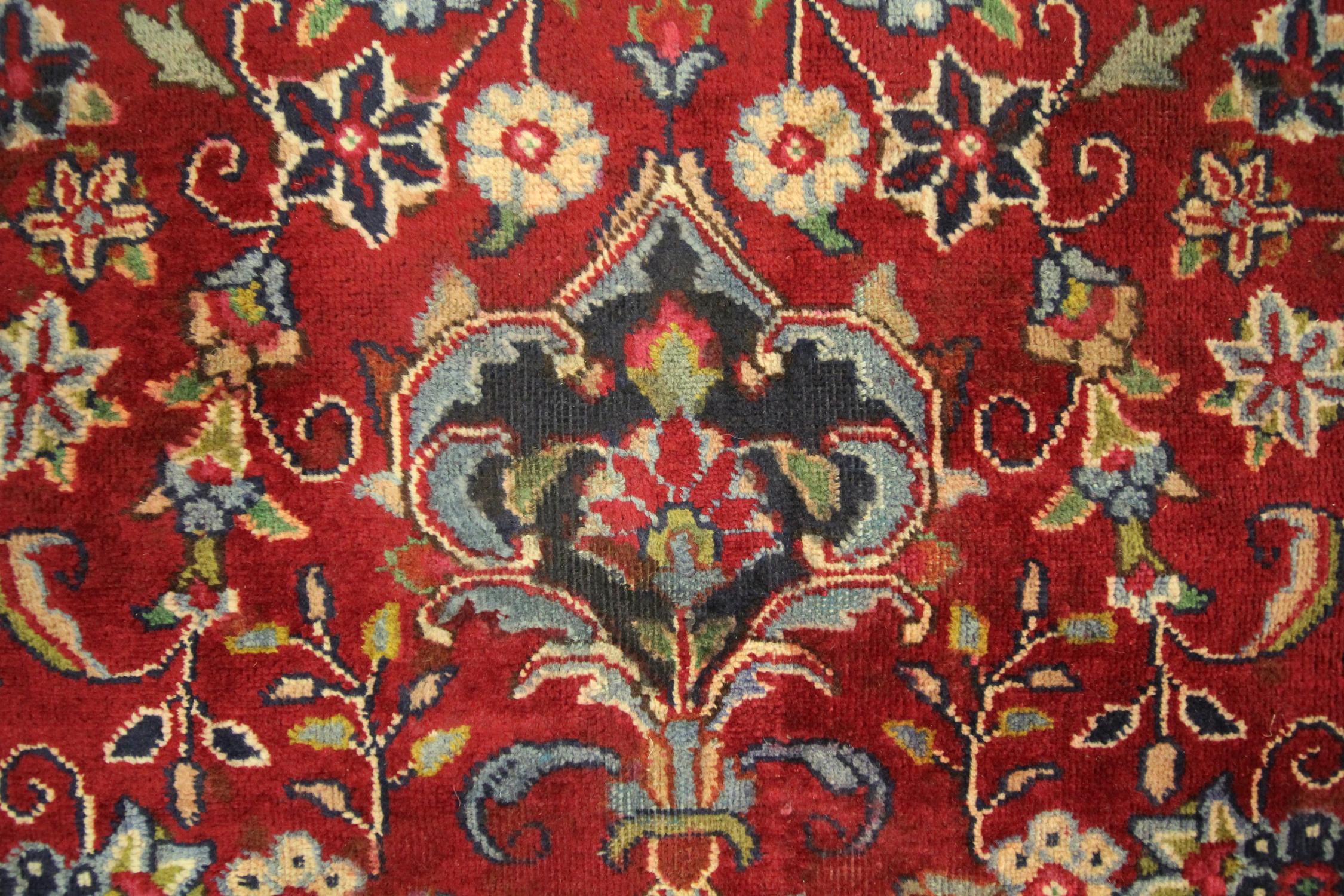 Late 20th Century Large Vintage Rug Red Wool Carpet, Large Handwoven Oriental Area Rug For Sale