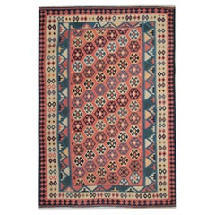 Vintage 1950s Kilim with Multicolour Diamond Motifs 300×147 cm