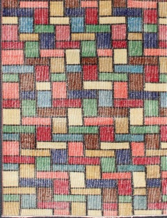 Vintage-Teppich mit modernem Design und mehreren Farben in mehreren Farben