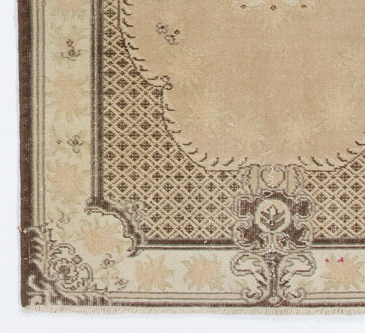 Baroque Vintage Rug with French Aubusson Design, 4x7 Ft