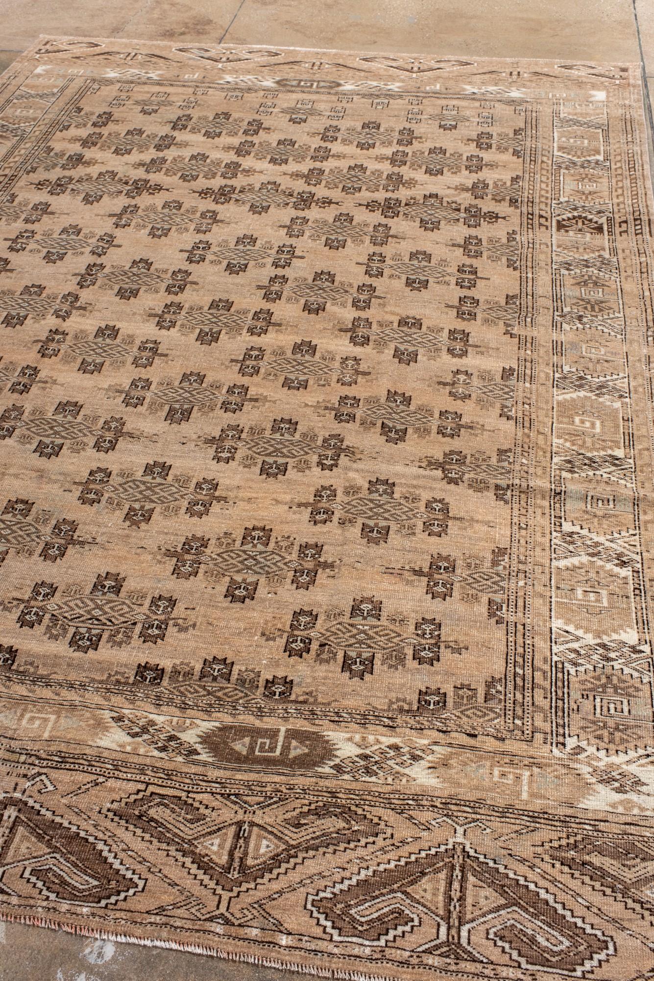 Afghan Vintage Rug with Kepse Yomud Tribal Guls For Sale