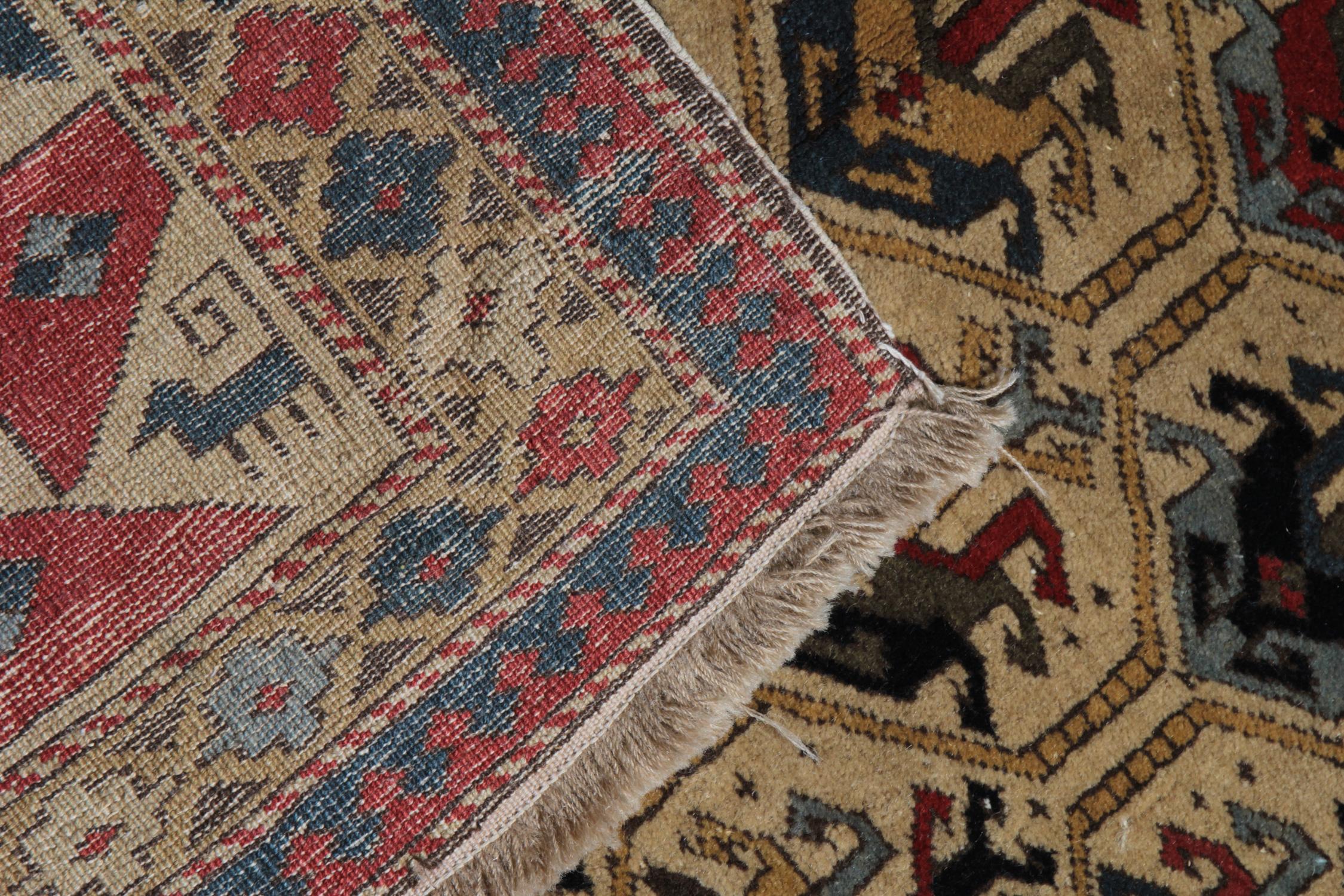 Early 20th Century Vintage Rugs Caucasian Carpet Traditional Shirvan Cream Area Rugs for Sale