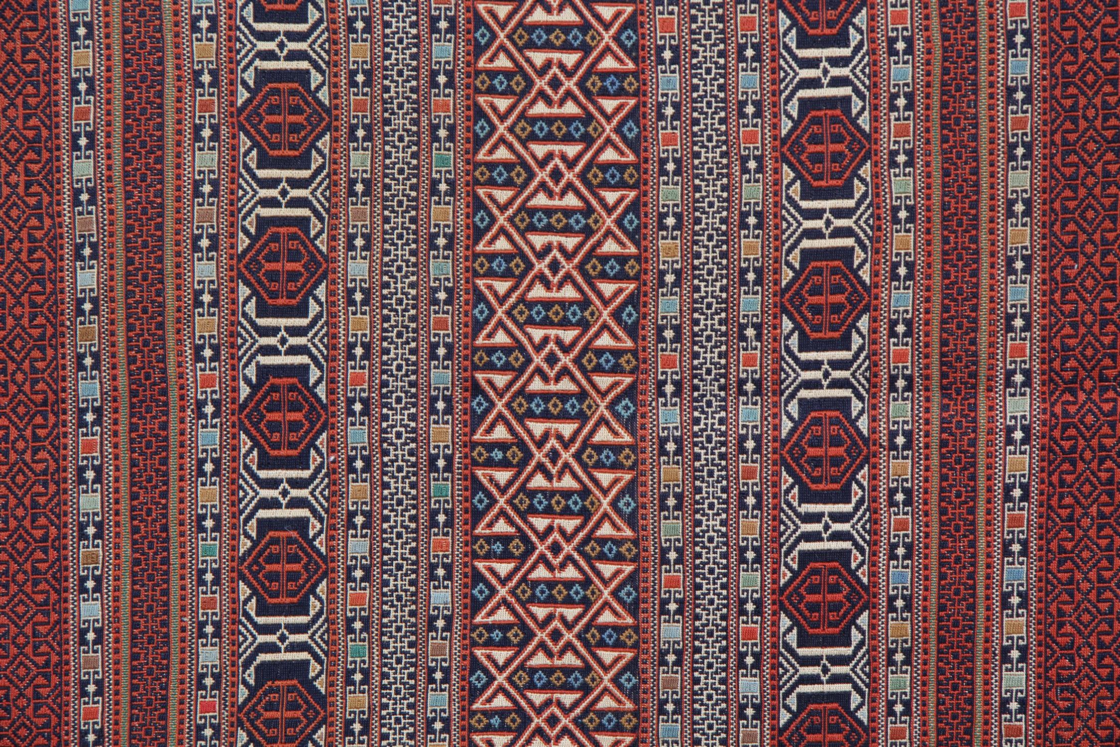 Hand-Knotted Vintage Rugs Handmade Carpet Kilim Soumak Rug Rust Wool Kilim Rug For Sale
