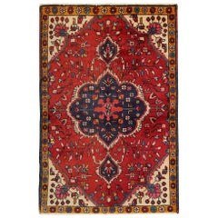 Vintage Rugs Handmade Carpet Oriental Rug Red Wool Area Rug
